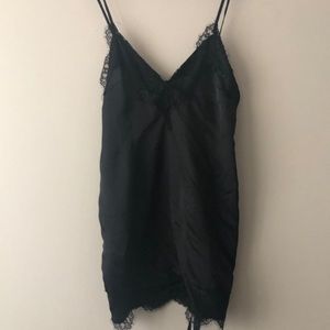 Black Lace Satin Dress